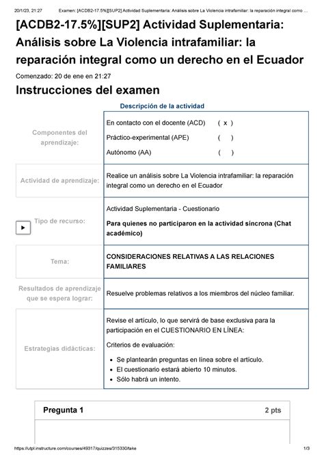 Examen ACDB 2 17 5 SUP 2 Actividad Suplementaria Análisis sobre La