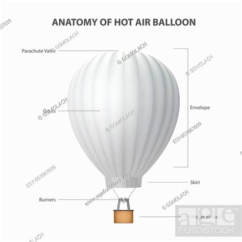 Anatomy Of Hot Air Balloon Isolated On White Background Stock Vector Vector And Low Budget