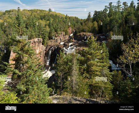 Algoma Region Aubrey Falls Autumn Kanada Conifers Ontario River