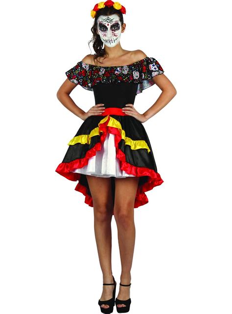 Glam Sugar Skull Halloween Costume Womens Day Of The Dead Costume