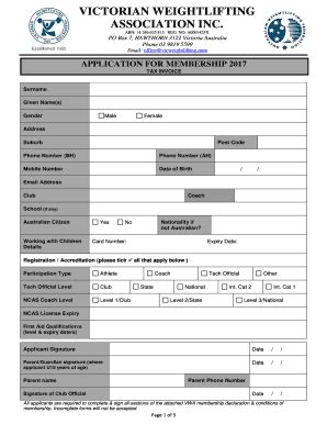 Fillable Online Victorian Weightlifting Fax Email Print Pdffiller