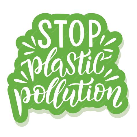 Premium Vector Stop Plastic Pollution Ecology Sticker With Slogan