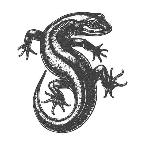 Premium Vector | Detailed black and white illustration of a salamander