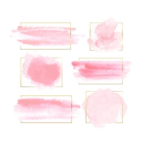 Кисть окрашены акварелью в золотой оправе коллекции. | Премиум векторы