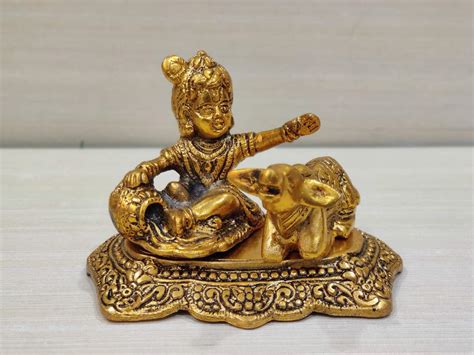 Buy Giftnagri Gold Plated Metal Handicraft Hindu God Krishna Kanha Ji