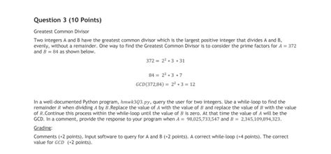 Solved Question 3 10 Points Greatest Common Divisor Two