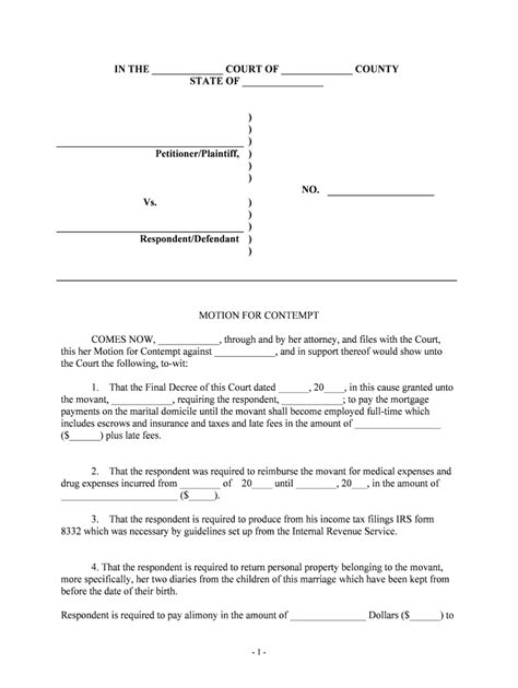 Motion Contempt - Fill and Sign Printable Template Online | US Legal Forms