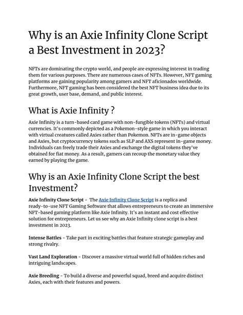 Ppt Why Is An Axie Infinity Clone Script A Best Investment In