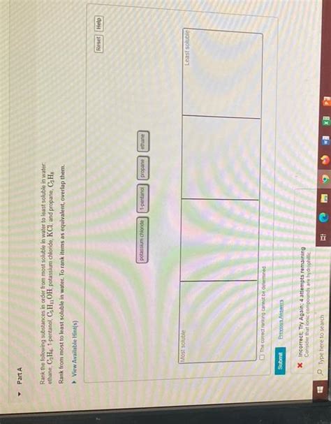 Solved Rank The Following Substances In Order From Most Chegg