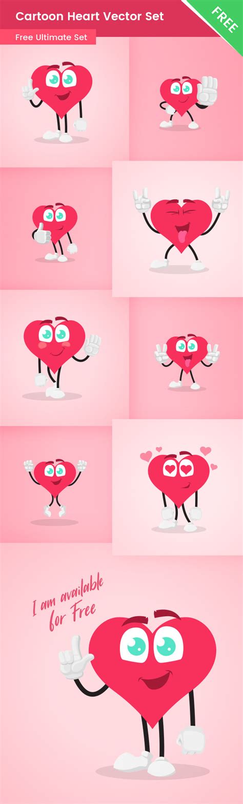 Cartoon Heart Vector Set - Vector Characters