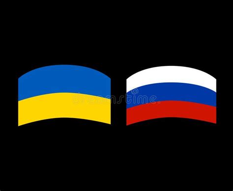 Ukraine And Russia Emblem Flags National Europe Stock Vector