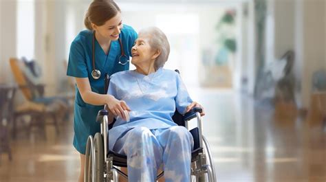 Foto De Una Enfermera Ayudando Al Paciente Que Cuida A Un Paciente