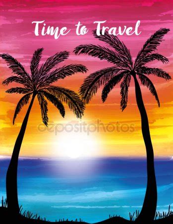 Tropical Sunset Stock Vector Binkski