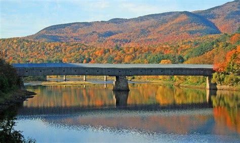 Bridge between Cornish, New Hampshire and Windsor, Vermont. New England ...