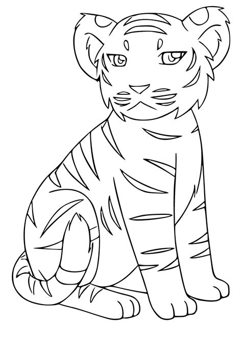 Dibujo E Imagen Tigre Fácil Para Colorear Y Imprimir Gratis Para Adultos Y Niños