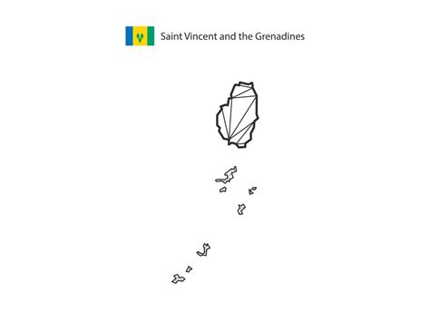 Mosaic Triangles Map Style Of Saint Vincent And The Grenadines Isolated