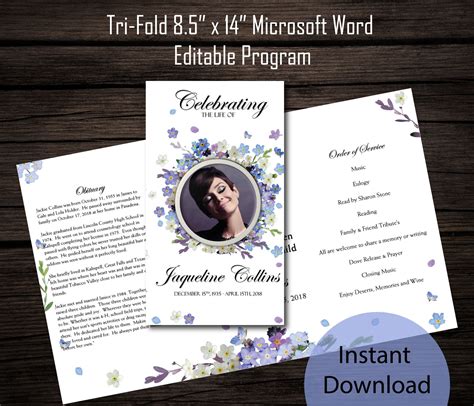 Free Tri Fold Funeral Program Template