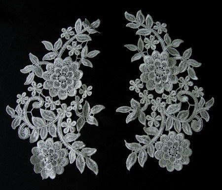 VT92 Large Mirror Pair Floral Lace Venise Venice Applique Crochet