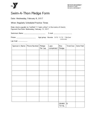 Fillable Online Swim A Thon Pledge Form Pdf Fax Email Print PdfFiller