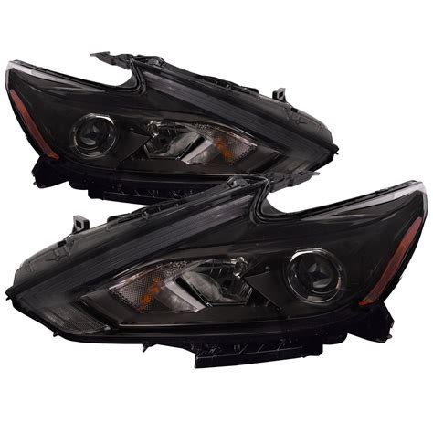 Headlights Set Halogen Black Housing Performance Lens Fits 2016 2018