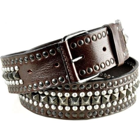 Impero London Leather Brown Stud And Pyramid Belt Mens Belts From