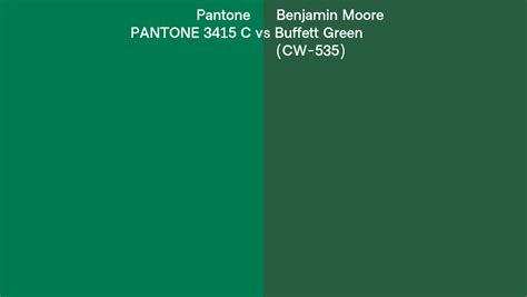 Pantone C Vs Benjamin Moore Buffett Green Cw Side By Side