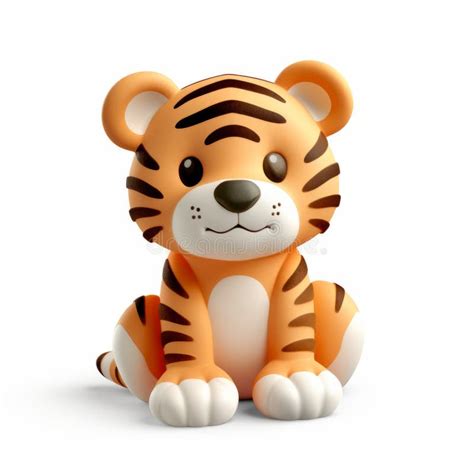 Distinctive Ceramic Tiger Toy With Digital Enhancements Stock Illustration Illustration Of