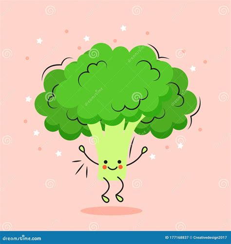 Cute Broccoli Cartoon Character Vector Stock Vector Illustration Of