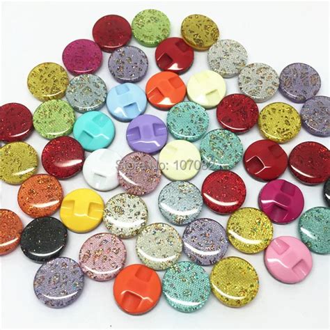 100pcs 13mm Mixed Glitter Buttons Resin Sparkly Dress Button Sewing