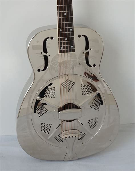 Single Cone O Style Gloss Chrome Sandblasted Brass Resonator Guitar Aiersi Guitar