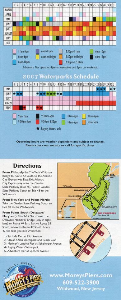 2007 Morey S Piers Waterparks And Amusement Pier Guide Park Maps