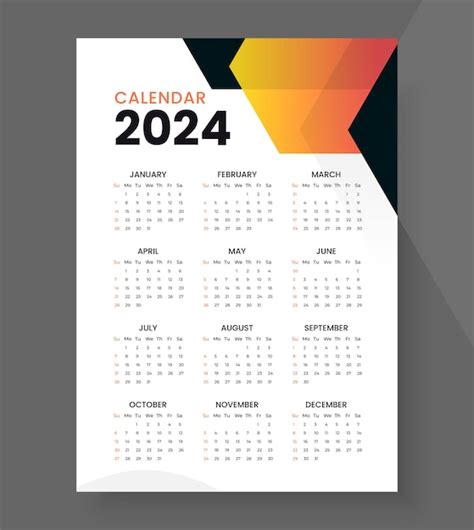 Premium Vector | Printable 2024 office calendar design vector