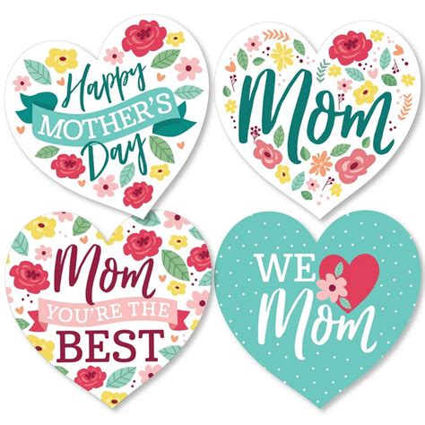 Colorful Floral Happy Mother S Day Heart Decorations DIY We Love Mom