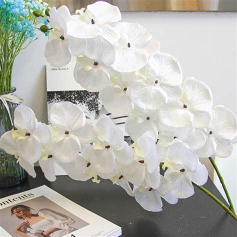 OUKEYI Flores Artificiales De Phalaenopsis Blancas Tallos De