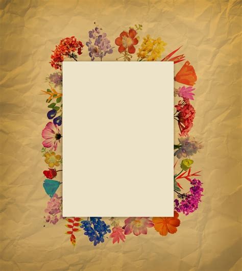 Premium Photo Watercolor Flower Frame On Brown Paper