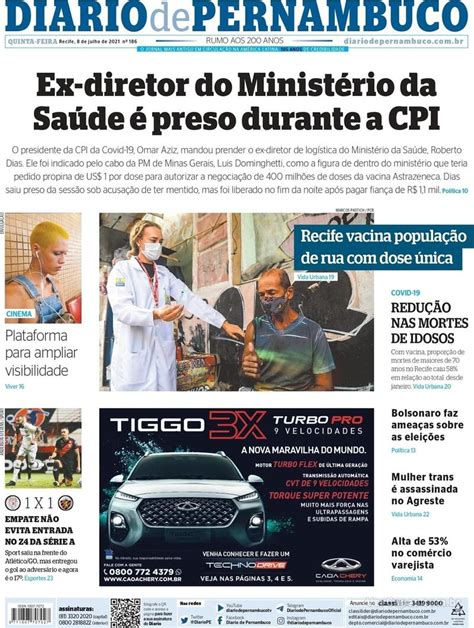 Capa Diario De Pernambuco Edi O Quinta De Julho De