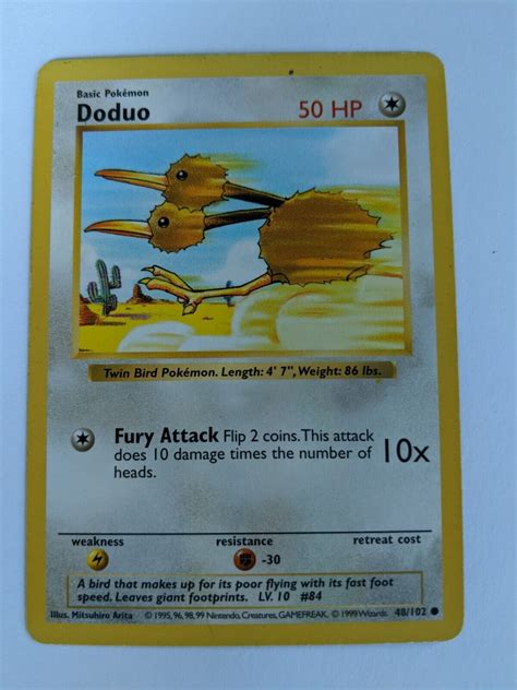 SHADOWLESS DODUO Pokemon TCG 48 102 Common 1999 Regular Finish EBay