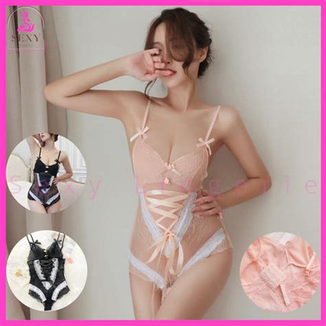 Jual Lingerie Bodysuit Sexy Cosplay Teddy Babydoll Bahan Lace Renda SL 93 Hitam Jakarta