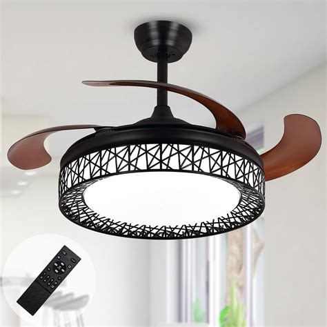 Ohniyou 42'' Retractable Ceiling Fans Indoor with Light and Remote ...