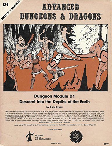 Descent Into The Depths Of The Earth Dungeon Module D1 First Of 3