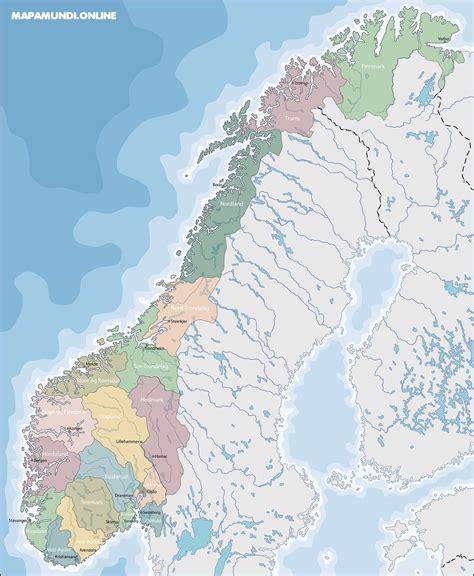 Mapa de Noruega Político y Físico Imágenes HD 2024