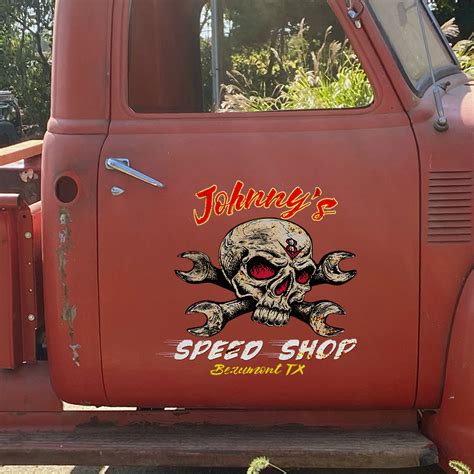 Distressed And Rusty Style Skull Hot Rod Decal Dingmun