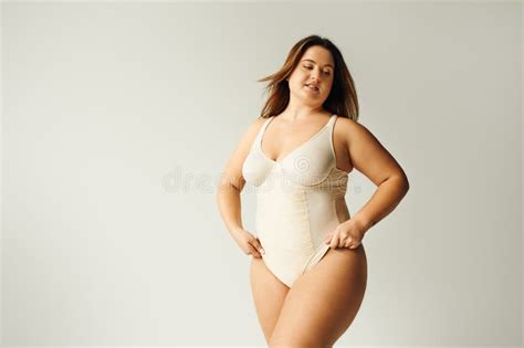 Tattooed And Brunette Curvy Woman With Stock Photo Image Of Beauty Underwear