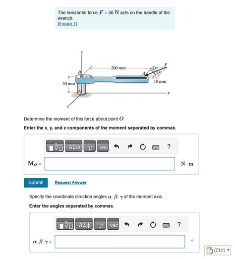 Solved The Horizontal Force F 56N Acts On The Handle Of Chegg