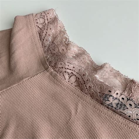 Topshop Tops Topshop Nude Lace Trim Off The Shoulder Bodysuit Poshmark