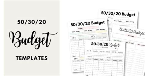 50/30/20 Budget Template - 5 Cute (&Free!) Budgeting Planners