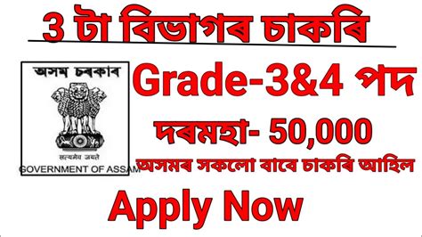 3 টা বিভাগৰ চাকৰি 2024 Assam Jobs 2024 Assam Jobs Vacancy 2024