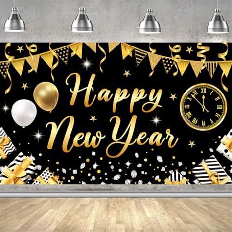 Amazon Happy New Year Banner Black And Gold 2024 New Year Eve