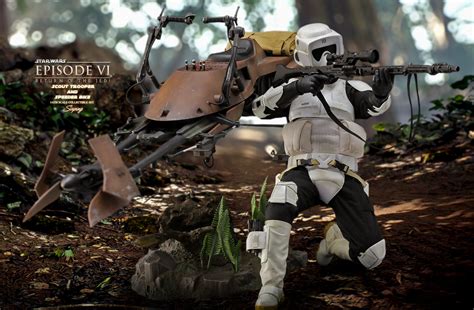Hot Toys Scout Trooper And Speeder Bike En Version De Production Mintinbox