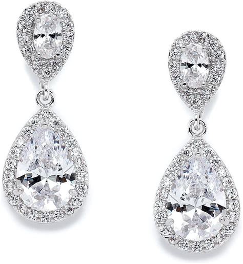 Mariell Cz Teardrop Clip On Wedding Earrings Dainty Pear Shaped Cubic